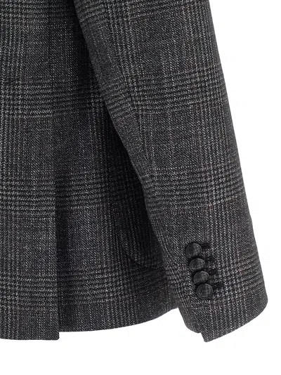 Tagliatore Blazer Check Pattern Front Pockets In Gray