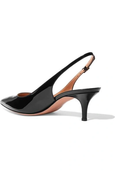 Shop Gianvito Rossi 55 Patent-leather Slingback Pumps In Black