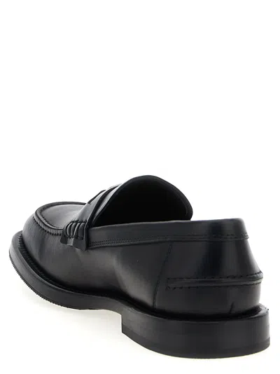 Moschino Strap Penny Round Toe Loafers In Black