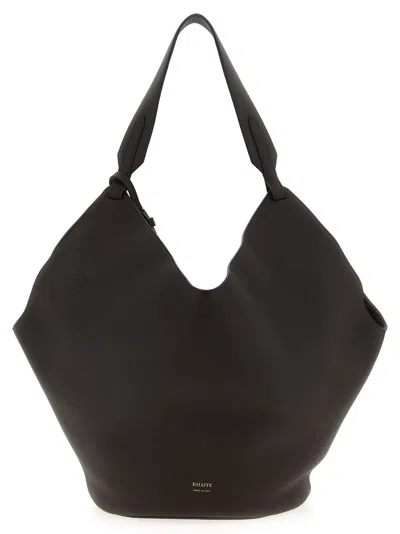 Khaite Dark Brown Lotus Medium Tote Bag In Brown
