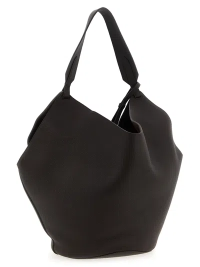 Khaite Dark Brown Lotus Medium Tote Bag In Brown