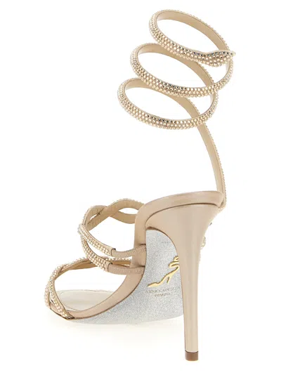 René Caovilla Round Toe High Heel Sandals In Brown