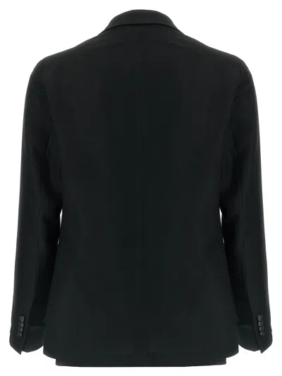 Tagliatore Square Pattern Blazer With Multiple Pockets In Black
