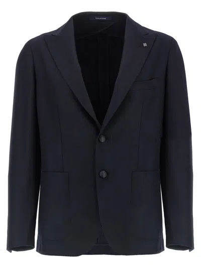 Tagliatore Square Pattern Blazer With Multiple Pockets In Black
