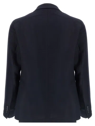 Tagliatore Square Pattern Blazer With Multiple Pockets In Black