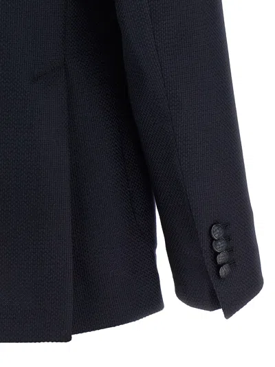 Tagliatore Square Pattern Blazer With Multiple Pockets In Black