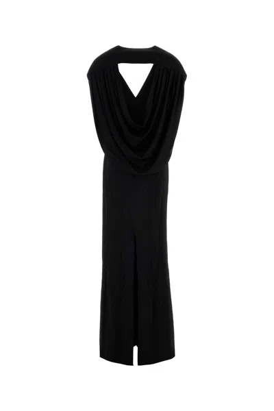 Stella Mccartney Abito Lungo In Raso Nero Donna In Black