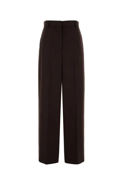 Stella Mccartney Dark Brown Pleated Straight-leg Trousers In Brown