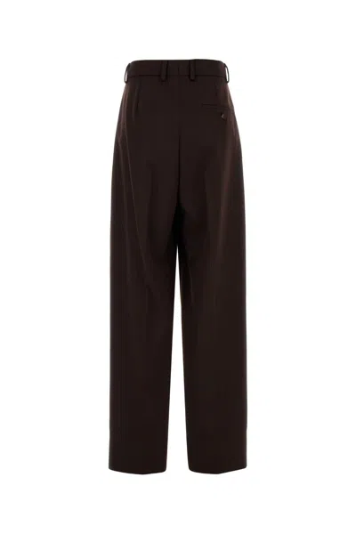 Stella Mccartney Dark Brown Pleated Straight-leg Trousers In Brown