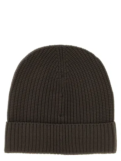 Brioni Ribbed Wool Beanie Cuff Folded In Brown