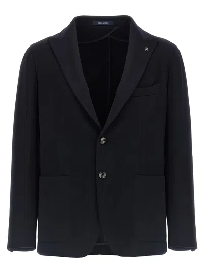 Tagliatore Square Pattern Blazer With Multiple Pockets In Black
