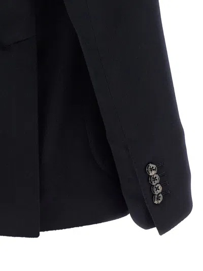 Tagliatore Square Pattern Blazer With Multiple Pockets In Black