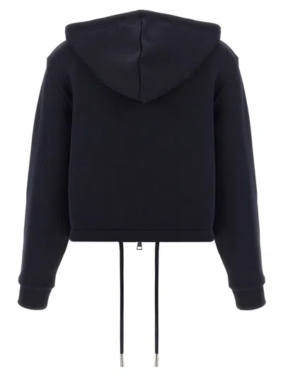 Moncler Knit Pockets Hoodie Sweatshirt Blue In Black