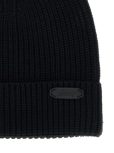 Brioni Navy Blue Ribbed Wool Beanie In Blue