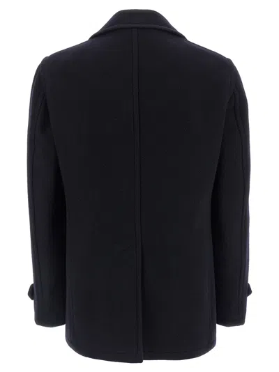 Tagliatore Black Double-breasted Coat With Wide Notched Revers In Black