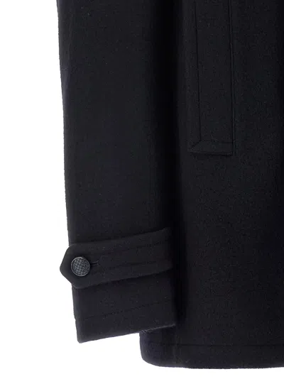 Tagliatore Black Double-breasted Coat With Wide Notched Revers In Black