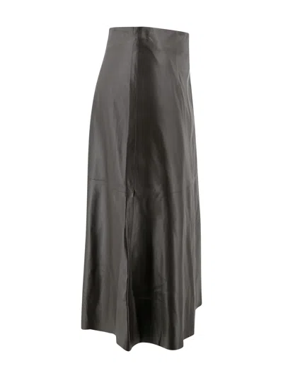 Arma Lambskin Midi Skirt In Black