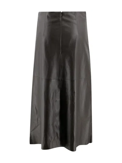 Arma Lambskin Midi Skirt In Black