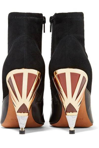 Shop Givenchy Embellished Leather-paneled Suede Ankle Boots