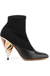 GIVENCHY Embellished leather-paneled suede ankle boots