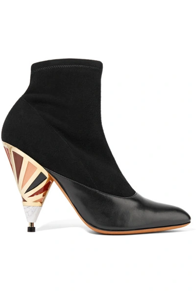 Givenchy Embellished Leather-paneled Suede Ankle Boots In Black