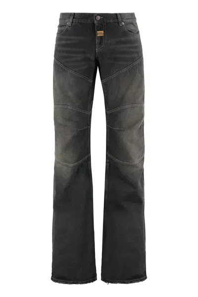 Balenciaga Fitted Low Waist Flared Wide-leg Pants In Black