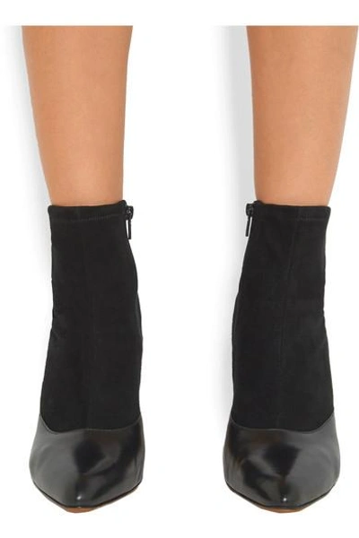 Shop Givenchy Embellished Leather-paneled Suede Ankle Boots