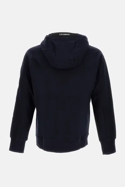 C.p. Company C.p.company Sweatshirts Hooded Open In Diagonal Raised Fleece In Black