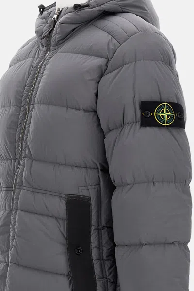 Stone Island Padded Puffer Jacket With High Collar In Gray