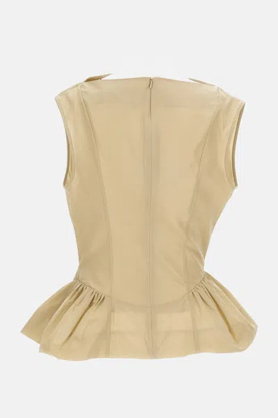 Simone Rocha Draped Beige Top With Fitted Bodice In Nude