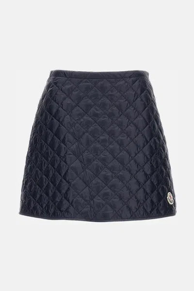 Moncler Navy Blue Diamond-quilted Mini Skirt