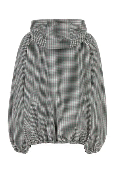 Miu Miu Embroidered Tech Fabric Jacket In Gray