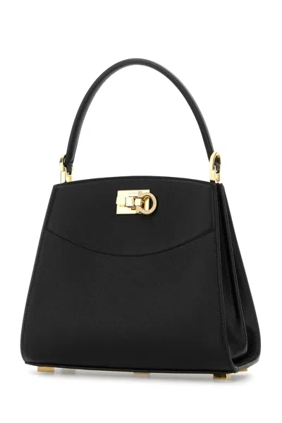 Ferragamo Black Leather Small Studio Box Handbag