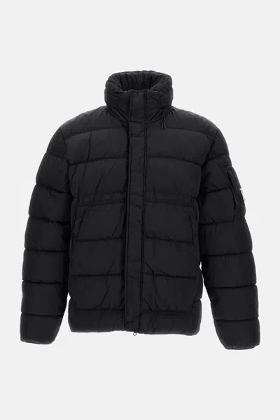 C.p. Company Oversized Zip-front Rain Jacket With Quilted Texture In Blue