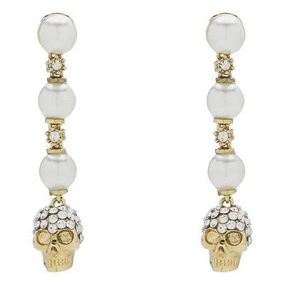 Alexander Mcqueen Skull And Pearl Earrings