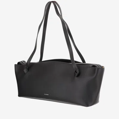 Jil Sander Big Joanna Leather Shoulder Bag In Black