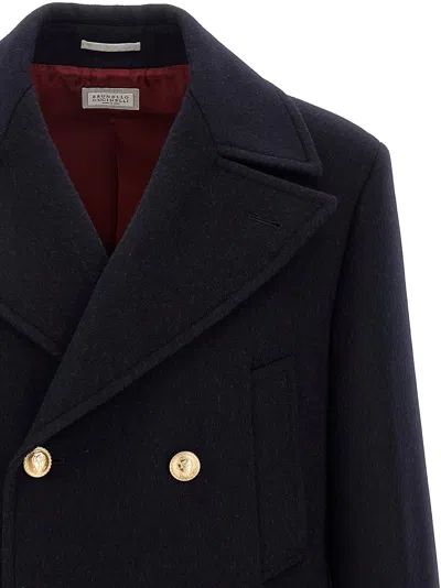 Brunello Cucinelli Martingale Double-breast Coat Men In Black