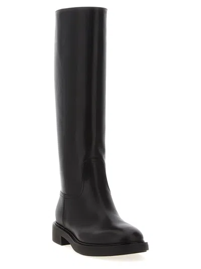 Gianvito Rossi High Leather Boots With Gold Back Detail In Black