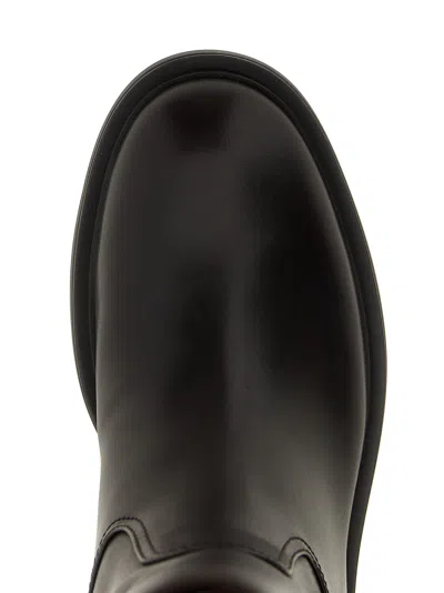 Gianvito Rossi High Leather Boots With Gold Back Detail In Black