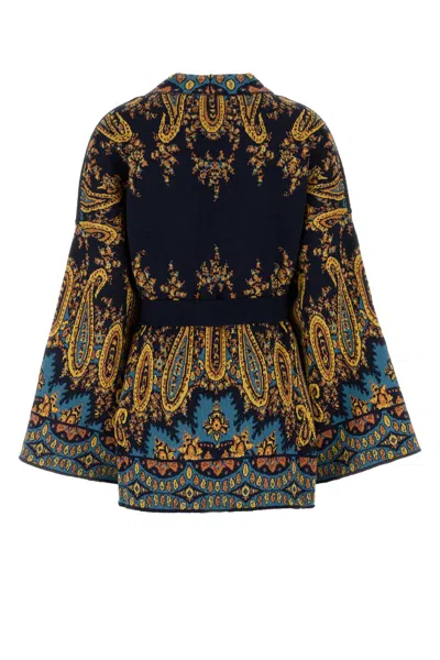 Etro Embroidered Cotton Blend Cardigan In Multi