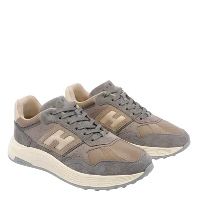 Hogan Perforated Lightweight Sneakers Rubber Sole In Gray