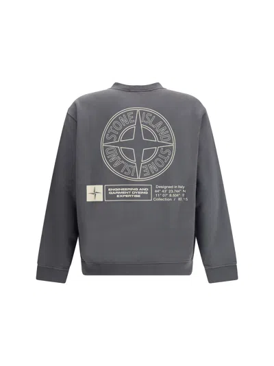 Stone Island Sweatshirt With Industrial Flow Print In Gray