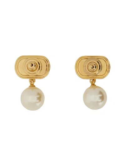 Valentino Garavani Oval Earrings With Swarovski Pearl In Gold