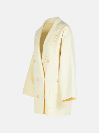 Max Mara Teddy Crop White Wool Blend Coat In Neutral