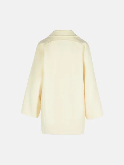 Max Mara Teddy Crop White Wool Blend Coat In Neutral