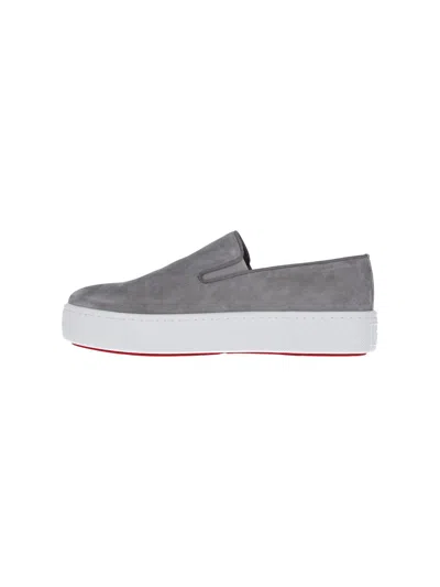 Christian Louboutin Boatissimo Suede Slip-on Sneakers In Gray