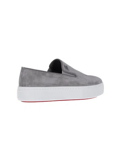 Christian Louboutin Boatissimo Suede Slip-on Sneakers In Gray