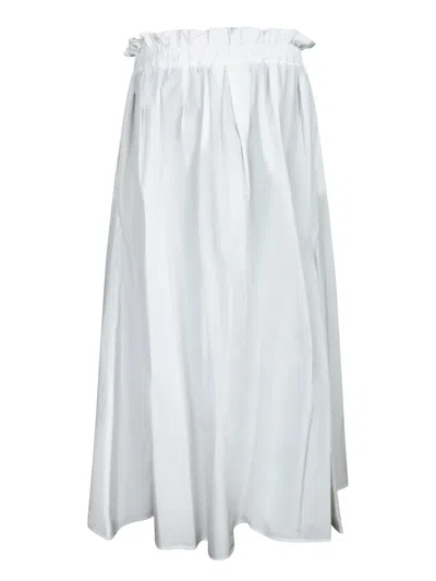 Herno White Flared Midi Skirt In White