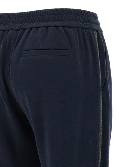 Brunello Cucinelli Joggers Featuring Elastic Waistband And Ribbed Cuffs In Blue