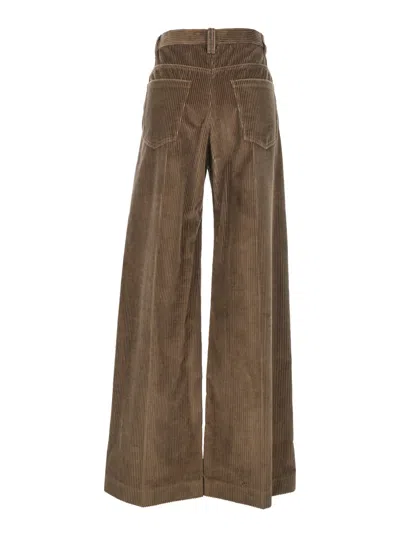 Brunello Cucinelli Brown Corduroy Pants With Concealed Front Closure